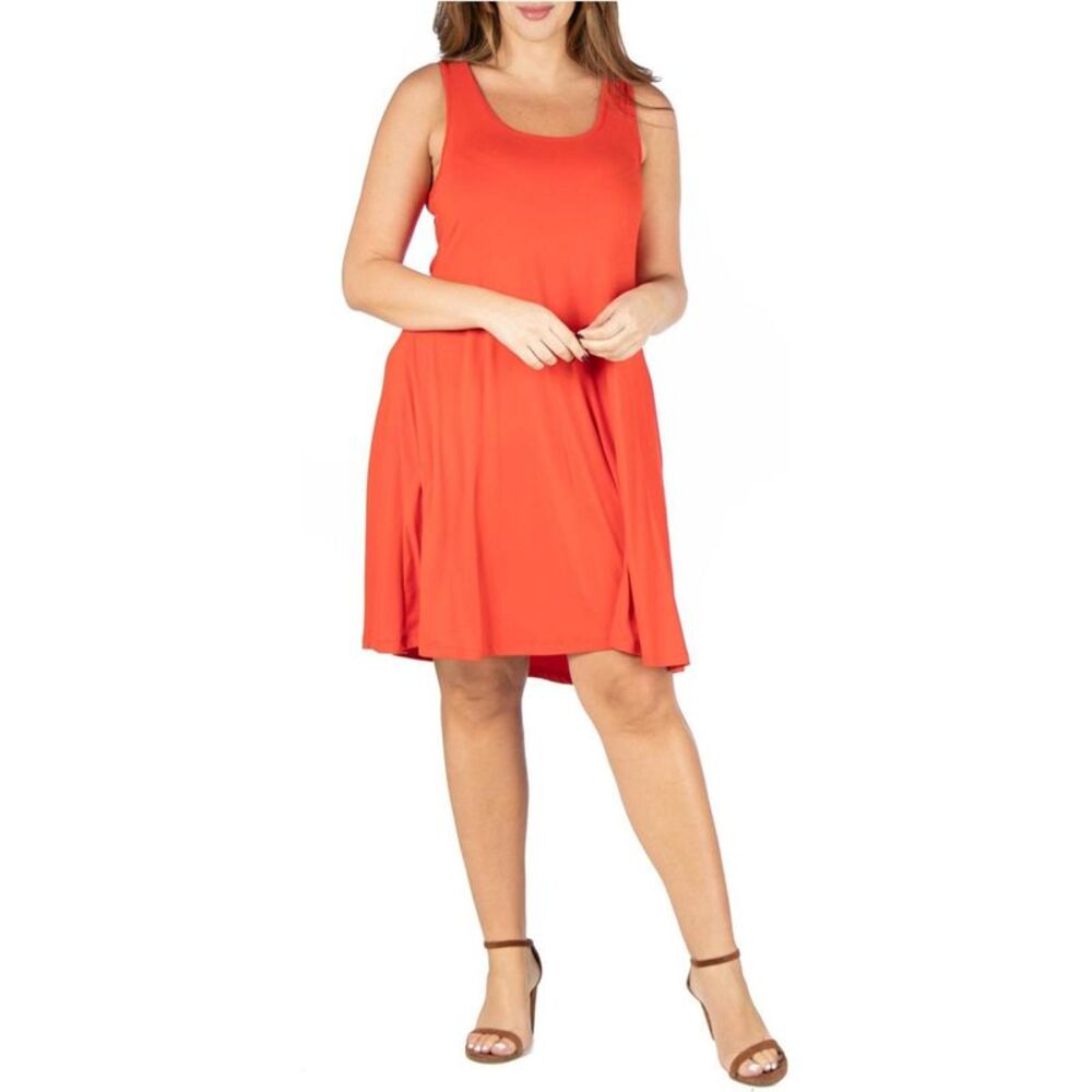 24seven Womens Plus Size Stretch Midi Dress, NWT